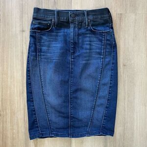 True Religion Womens Blue Chloe Geometric Zipper Slits Pencil Jean Skirt Size 25